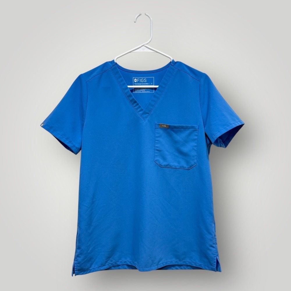 FIGS Women Casma One-Pocket Scrub Top Blue V-Neck FW1000 Size S